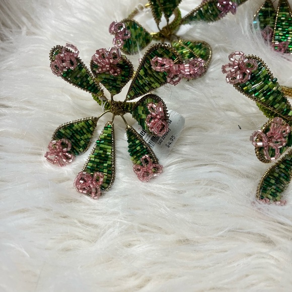 Vintage beaded cactus napkins rings, vintage Pier One , set of 6, - Picture 3 of 4